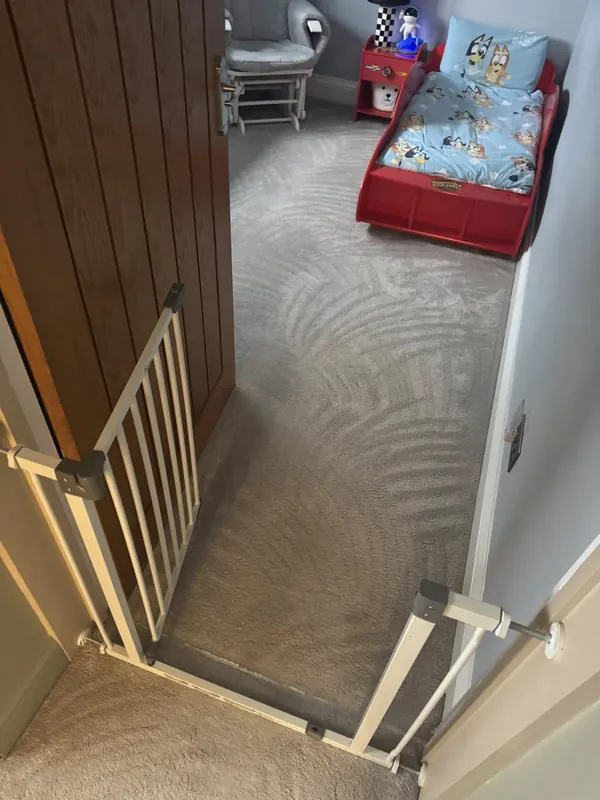 Grey carpet with fresh hoover lines in a child's bedroom, cleaned by True Grit Cleaning Co in Richmond, North Yorkshire